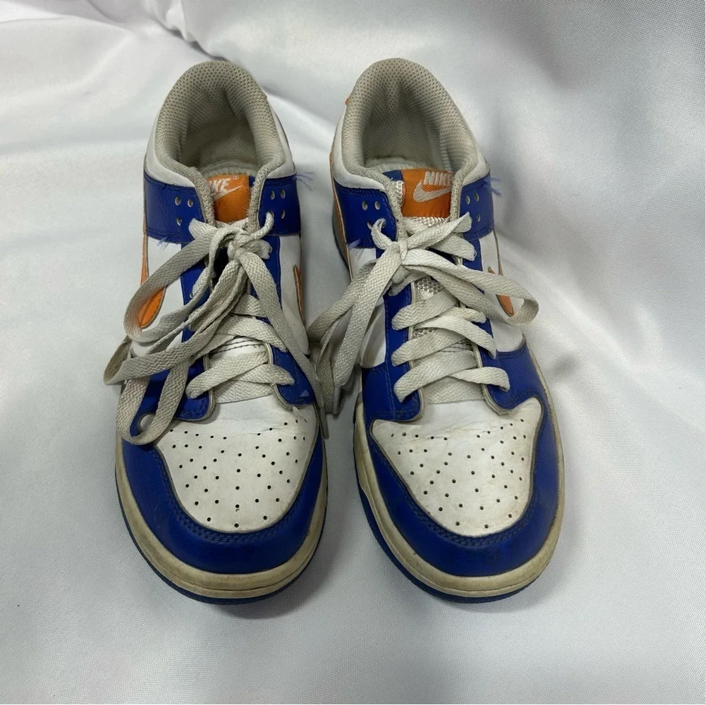 Nike | Dunk Low Knicks Sneakers Blue White Orange Shoes Boys Size 6.5Y